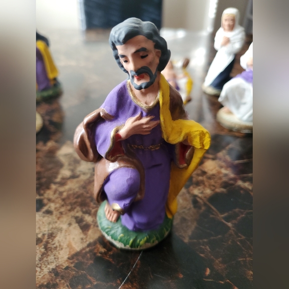 Christmas Nativity Set Italian Vintage Hand Painted Italy Ceramic 6 pc - Picture 6 of 9